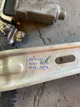 HYUNDAI I10 MECHANIZMUS OKNO LEVÝ ZADNÍ 83401-0X010