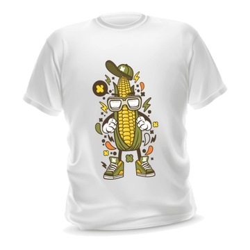 T-shirt śmieszna koszulka sportowa z nadrukiem KUKURYDZA w okularkach