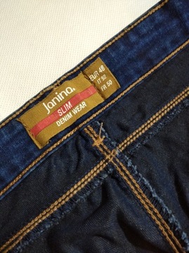 Damskie jeansy ze streczem haftem Janina 48 slim