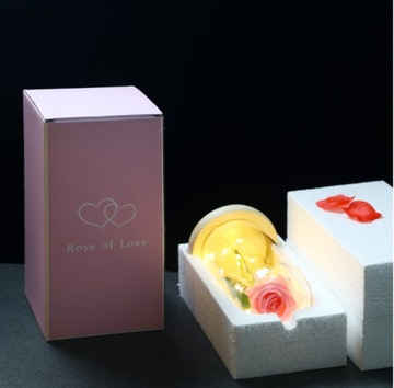 КРАСИВАЯ ИСКУССТВЕННАЯ ВЕЧНАЯ РОЗА В СТЕКЛЕ, ПОДСВЕТКА, ПОДАРОК ​​НА ИМЕНИНЫ ЕЕ