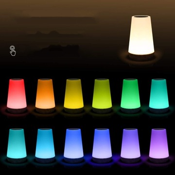 BEZPRZEWODOWA BIURKOWA LAMPKA NOCNA DLA DZIECI DOTYKOWA RGB USB PILOT