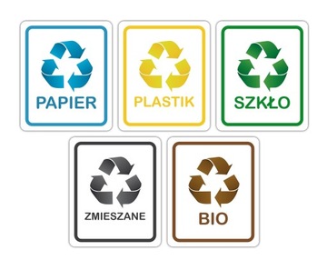 NAKLEJKI SEGREGACJA ŚMIECI, NA KOSZE 10x12