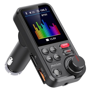 TRANSMITER BLUETOOTH SAMOCHODOWY FM SZYBKA ŁADOWARKA QC 3.0 2x USB MP3 SD