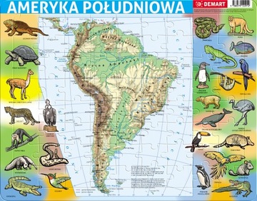 Puzzle 72 elementy ramkowe, Ameryka Południowa ...