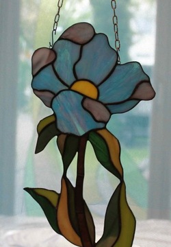 Витраж Цветок Тиффани Голубой 2