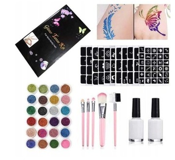 DUŻY ZESTAW DO TATUAŻY SZABLONY TATUAŻE BROKATOWE