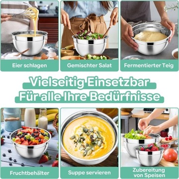 MISKA DO MIESZANIA ZESTAW 7 SZTUK Z HERMETYCZNĄ POKRYWKĄ STAL NIERDZEWNA