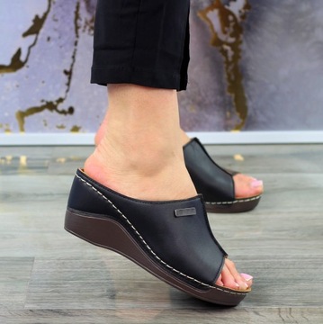 ЧЕРНЫЕ ЖЕНСКИЕ СЛИФОНЫ, ТУФЛИ НА ПРОФИЛИРОВАННОЙ ТЕХНИКЕ 1