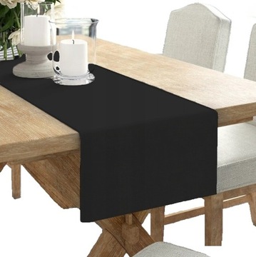 BIEŻNIK OBRUS GŁADK MATOWY 40x180 CZARNY