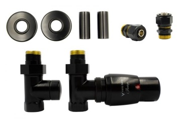 Zawory term ROYAL proste czarny mat AiO Pex 16mm