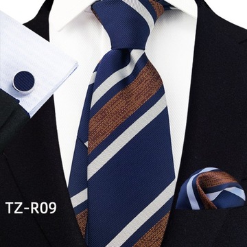 KRAWAT POSZETKA SPINKI DO MANKIETÓW VINTAGE CASUAL BRYTYJSKI STYL