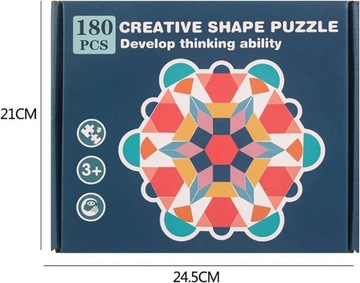 Деревянный пазл Монтессори Мозаика XXL Puzzle 180 деталей + сумка