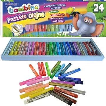 PASTELE OLEJNE KREDKI BAMBINO 24 KOL ZŁOTA SREBRNA