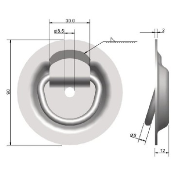ВСТРАИВАЕМАЯ ГРУЗОВАЯ РУЧКА 90 мм, монтаж на 800 кг.