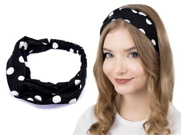 ПОВЯЗКА ДЛЯ ВОЛОС, черная бандана PIN UP с ТОЧКАМИ