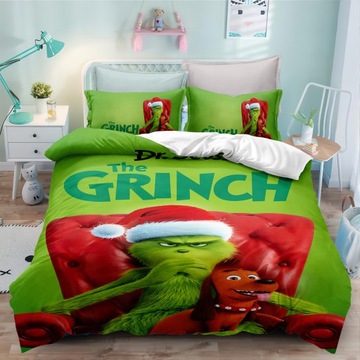 Grinch 3D KOMPLET POŚCIELI POSZEWKA 140x200