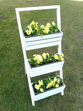 ДЕРЕВЯННАЯ ПОДСТАВКА ДЛЯ ЦВЕТОВ, ЛЕСТНИЦА, БЕЛАЯ