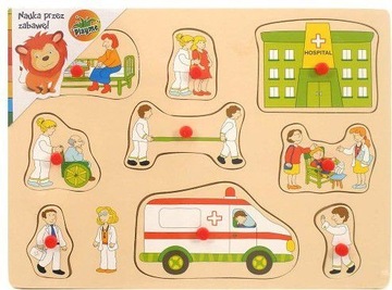 PLAYME PUZZLE DREWNIANE SZPITAL 9 EL. Z UCHWYTAMI