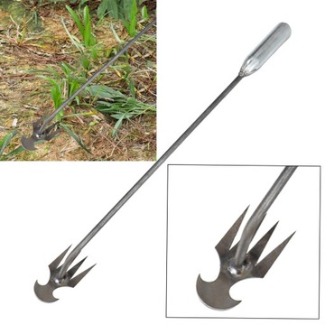 Narzędzie do odchwaszczania grabi ogrodowych Ręczny przyrząd do usuwania motyki Wszechstronny, wytrzymały, srebrny 50 cm