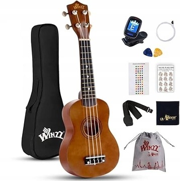 UKULELE SOPRANOWE BRĄZOWE ZESTAW GRATIS
