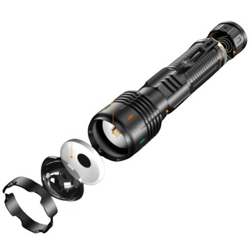 LATARKA LED EXTREME LIGHT DO ŁADOWANIA Z KABURĄ MOCNA LATARKA TAKTYCZNA
