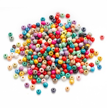 Koraliki Naturalne Drewniane Barwione, Mieszane kolory, 5-6mm, 25g~360 szt
