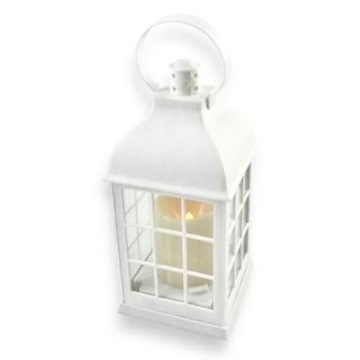 BIAŁA LATARENKA DEKORACYJNA ŚWIECA LED LAMPION DO DOMU OGRODU TARASU