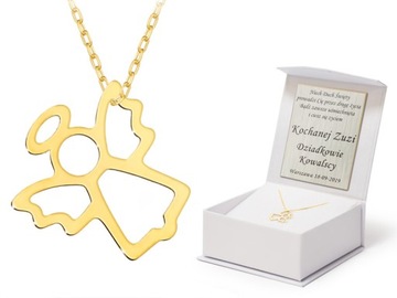 ZŁOTY KOMPLET pr. 333 Łańcuszek 42cm i Zawieszka Aniołek 8k