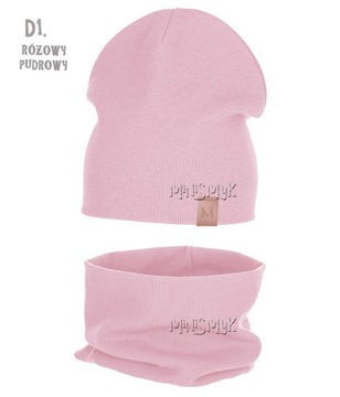 КОМПЛЕКТ: Шапка + шарф, ДВУХСЛОЙНАЯ ЛЕНТА, размеры 46-48.