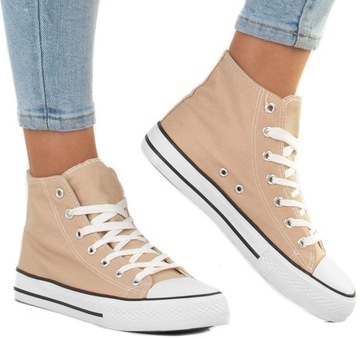 6557 БЕЖЕВЫЕ ВЫСОКИЕ КРОССОВКИ ЖЕНСКИЕ ТЕННИСНЫЕ КРОССОВКИ 38