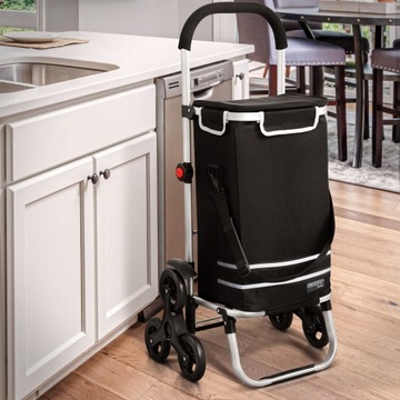 Тележка для покупок Сумка 3в1 на колесах, складная транспортировочная тележка, черная, 56л