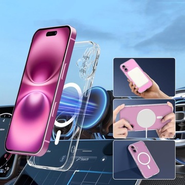 Etui do iPHONE 16 WZMACNIANE do MagSafe 360° Clear Case + 2 SZTUKI SZKŁO 9H