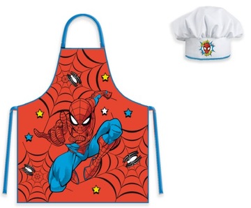 SPIDERMAN FARTUSZEK DZIECIĘCY OCHRONNY Z CZAPKĄ SZKOŁA KUCHNIA MARVEL