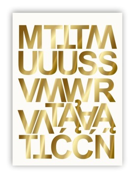 Золотые самоклеящиеся буквы с алфавитом и цифрами 50 мм.