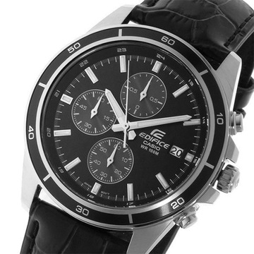 ZEGAREK MĘSKI CASIO EDIFICE EFR-526L ELEGANCKI CZARNY CHRONO NA PASKU 44mm