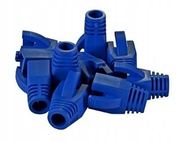 OSŁONKI OSŁONA WTYKU RJ45 KAT.6A KAT.7 10szt NIEBIESKIE NA GRUBY KABEL