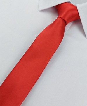Vernon Klasyczny wąski krawat czerwony śledź 5 cm SLIM