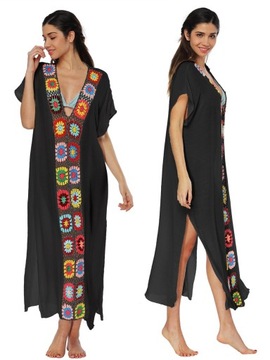 PAREO SUKIENKA TUNIKA DŁUGA LETNIA W STYLU BOHO HAFT ZWIEWNA NA PLAŻĘ