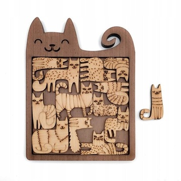 Puzzle Kot - Drewno
