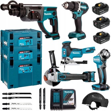 ZESTAW MAKITA DLX5044TJ DDF484 + DGA513 + DHR202 + DJV181Z + DML802 3 x 5Ah