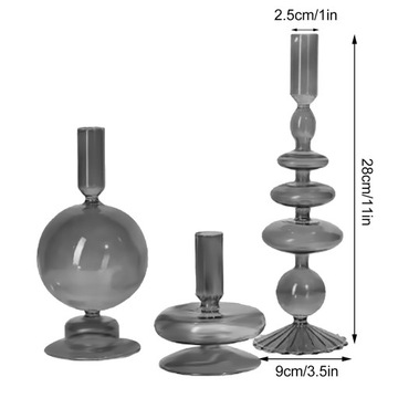 ГЛАМУРНЫЙ НАБОР ПОДСВЕЧНИКОВ СТЕКЛЯННЫЕ ПОДСВЕЧНИКИ ДЛЯ СТОЛА Светло-серый 3ШТ.