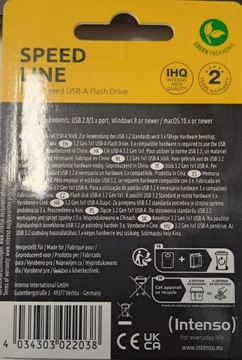 Pendrive Intenso Speed Line 64 GB USB 2.0 czarny