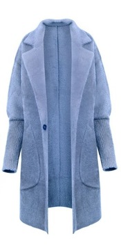 ПАЛЬТО ИЗ АЛЬПАКИ, ШЕРСТЯНОЙ ВОРОТНИК, ЦВЕТ ДЕТСКОГО СИНЕГО