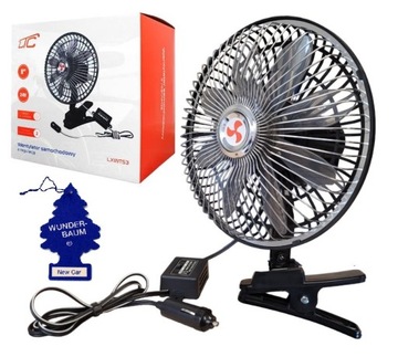 WENTYLATOR SAMOCHODOWY OBROTOWY REGULOWANY WIATRAK DUŻY 12V / 24V KLIPS