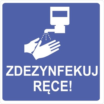 Naklejka zdezynfekuj ręce 20 cm na witrynę szybę