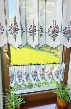 Firanka Góralska Folk Kuchnia Biała Zazdrostka Haft Parzenica wysokość 30