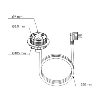 Розетка, утопленная в столешницу fi80 с зарядным устройством USB