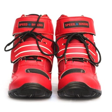 38,5 CZERWONE Buty MOTOR HULAJNOGĘ MOTOCYKLOWE CROSS BIKERKI UNISEX BOTKI