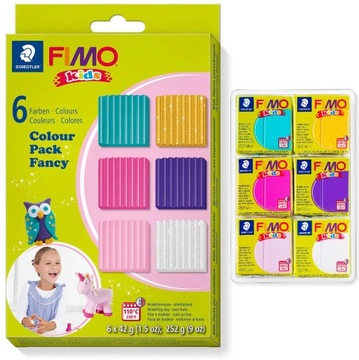 Masa modelarska termoutwardzalna modelina FIMO Kids 6 kolorów x 42 g FANCY