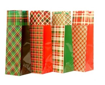 Torebka na butelkę urodzinowa SZKOCKA KRATA KB 1szt.